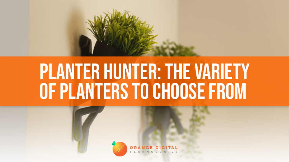 banner with text: planters hunter: the variety of planters to choose from